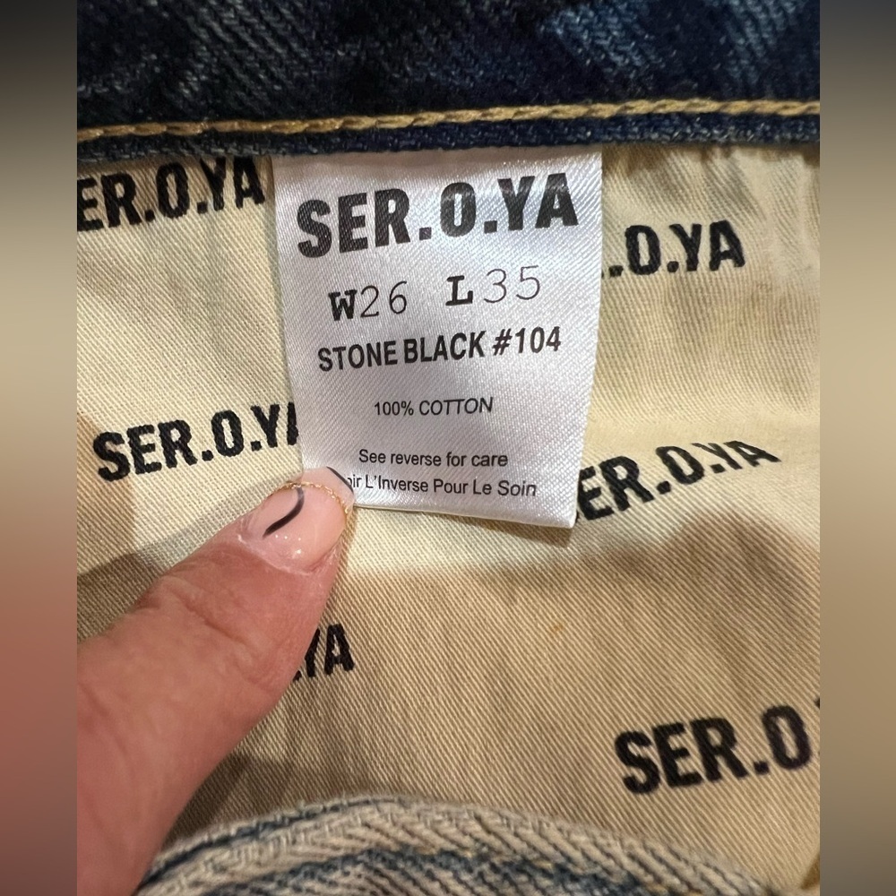 Ser.O.Ya Stone Black Distressed Flare Jeans Size 26 Long Inseam NWOT - Picture 7 of 9